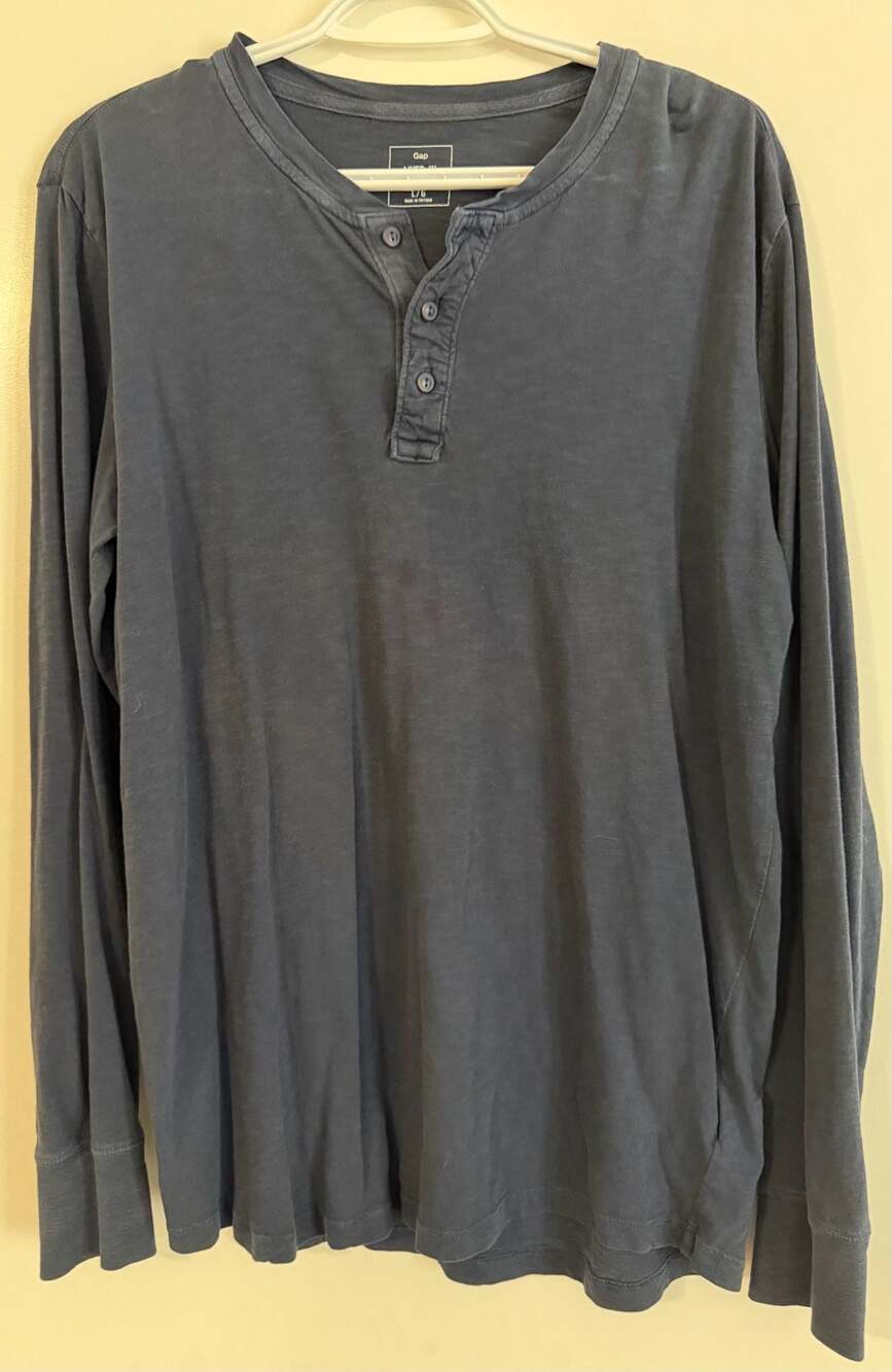 Gap Lived-In Long Sleeve Henley Shirt Size Large